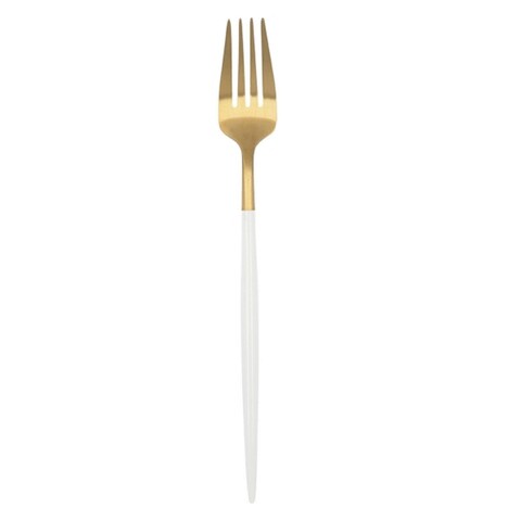 Set 12 furculite, Bidasoa, Gio, 22.2 cm, metal/inox, auriu/alb Bidasoa