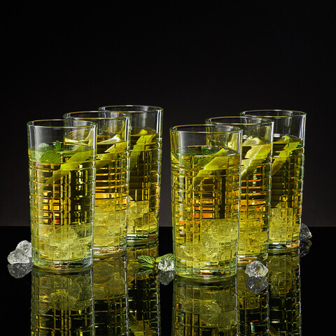 Set 6 pahare long drink Jack, Ambition, 350 ml, sticla, transparent