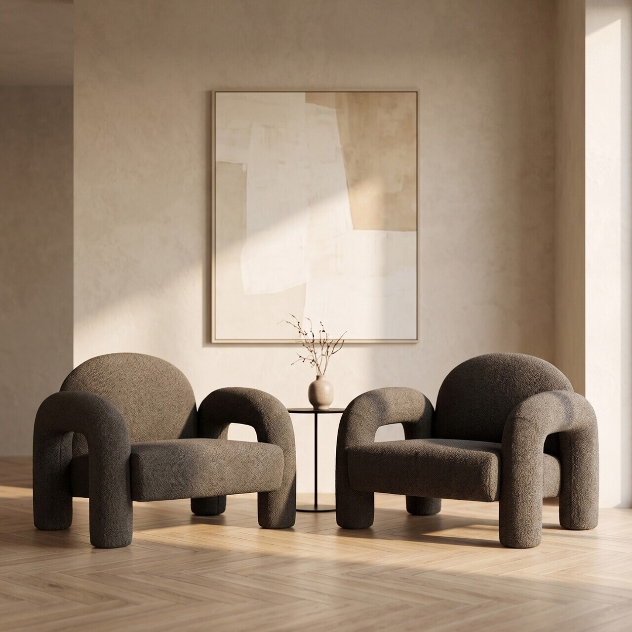 Fotoliu Sedia, Homla, 95x88x70 cm, MDF/metal/tesatura teddy boucle, maro — imaginea 9