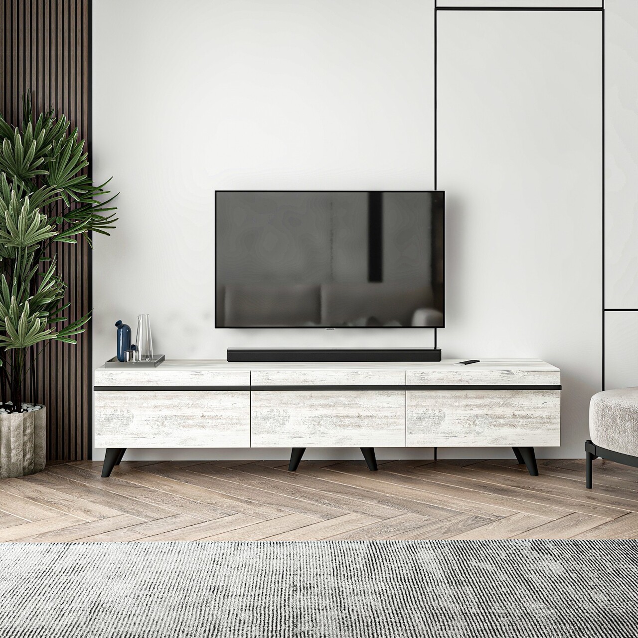 Comoda TV, Inarch, Amsterdam, 180x42x35 cm, PAL, Cristal - 2 | YEO