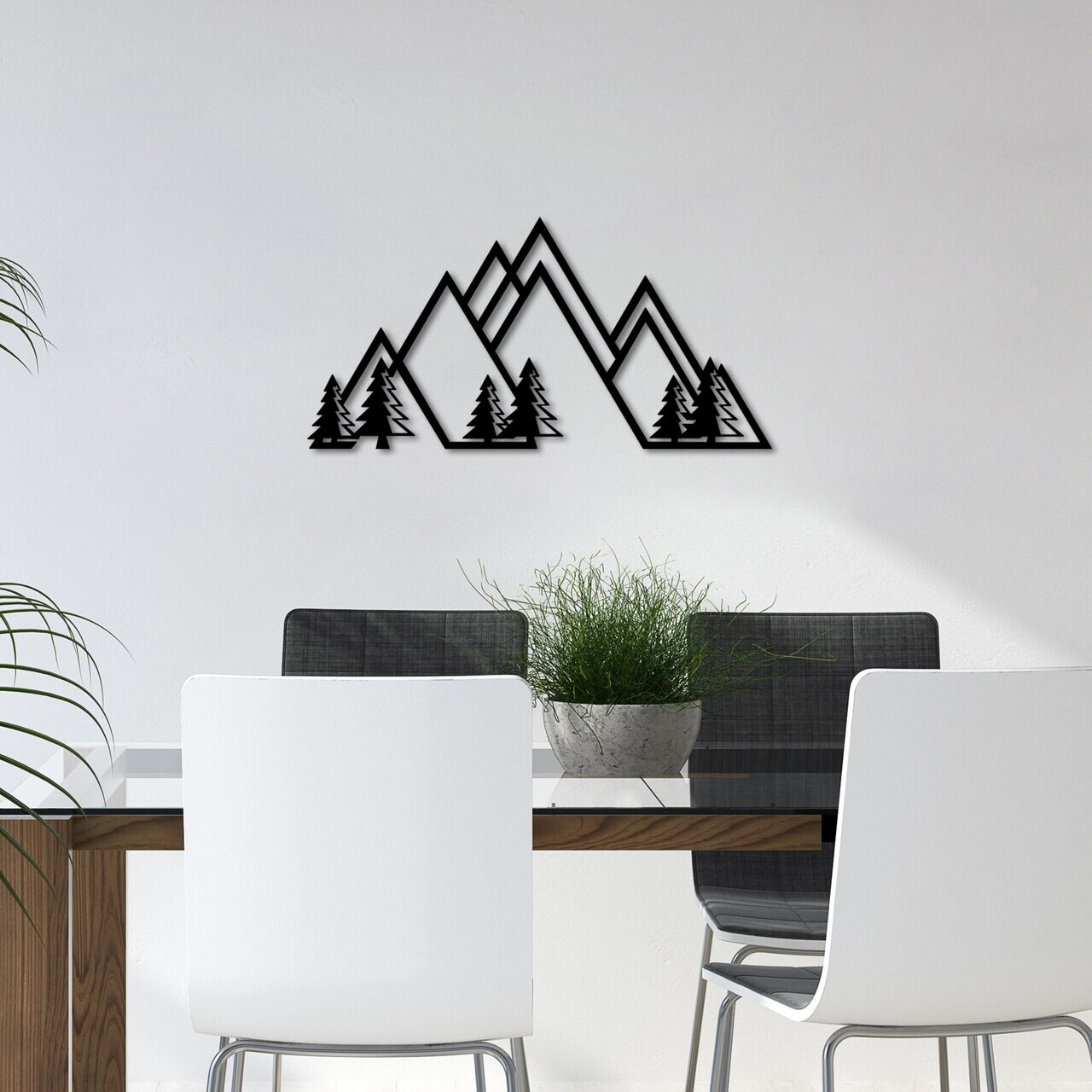 Decoratiune de perete, Mountain, 70 x 35 cm, Negru — imaginea 3