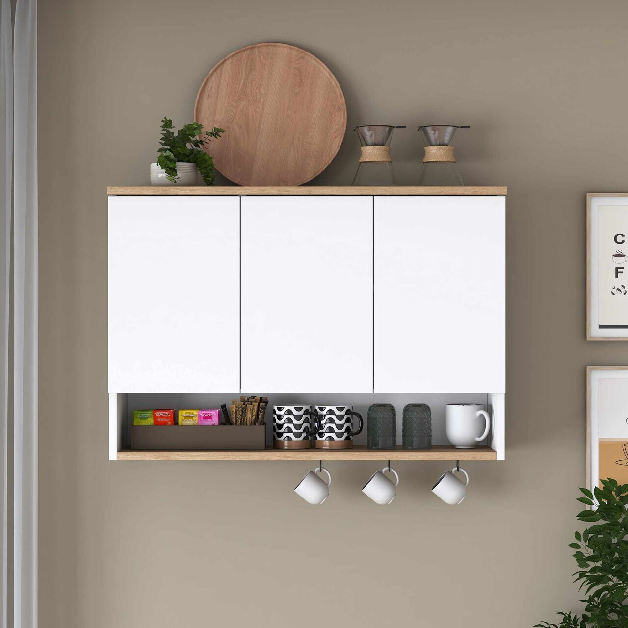 Dulap multifunctional, Hanah Home, JE237, 90x61.8x27.5 cm, Alb/Maro — imaginea 2