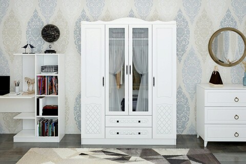 Dulap pentru haine, Glenevis, Ediz 104, 140x186x50 cm, Alb Glenevis