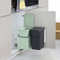 Cos de gunoi incorporat, Brabantia, Sort&Go, 2x16 L, 37x52x43 cm, polipropilena, gri inchis/verde jad