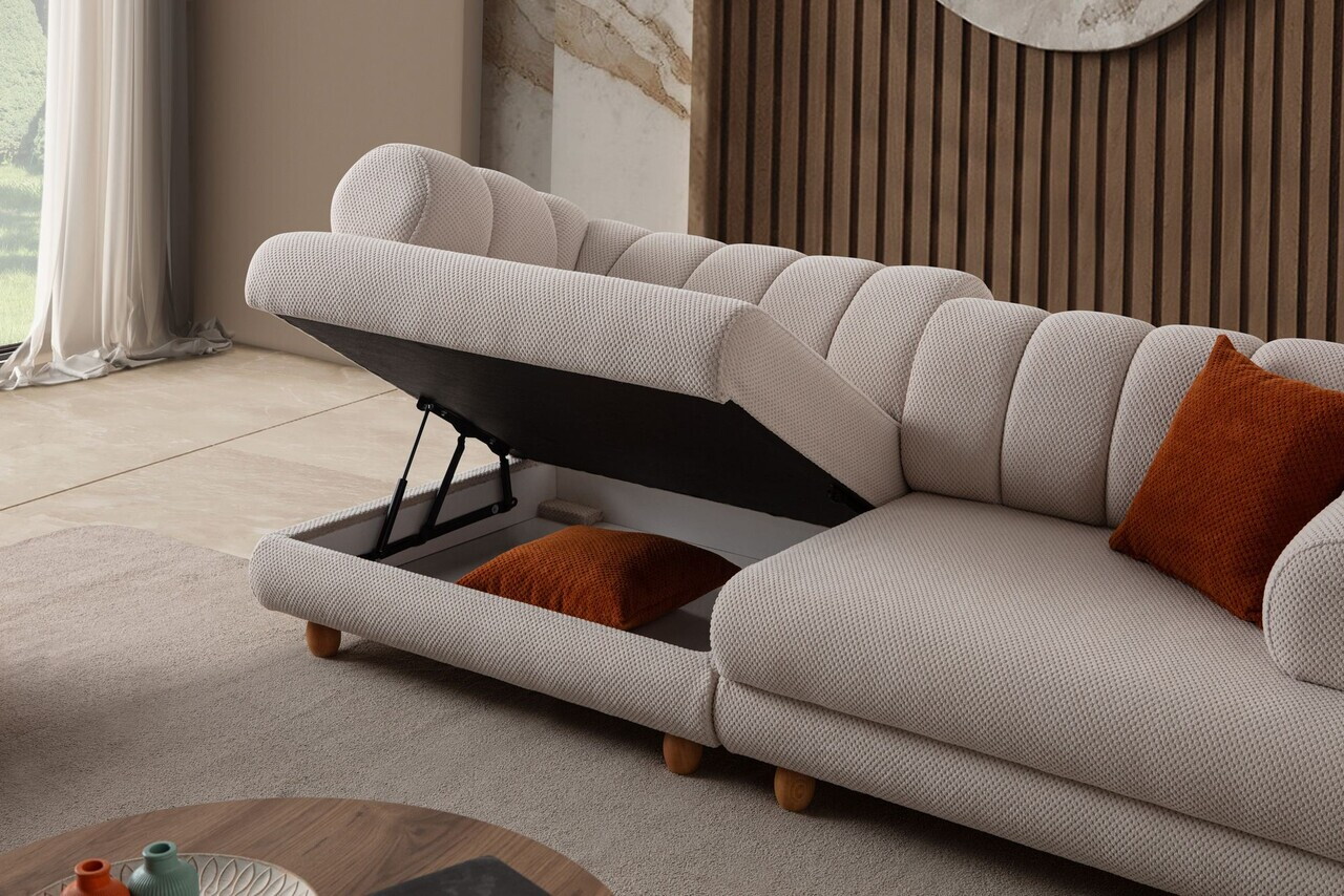 Canapea 3 locuri, Atelier del Sofa, 752EST1156, Lemn de carpen/PAL melaminat, Bej - view 5