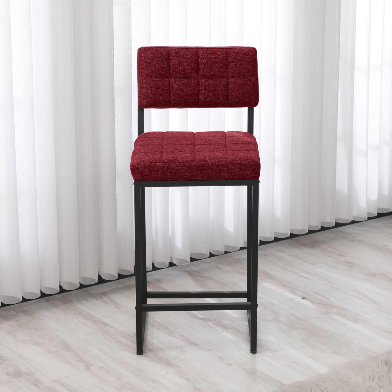 Scaun de bar, Hanah Home, Retro, 40x98x40 cm, Bordo - imagine 3