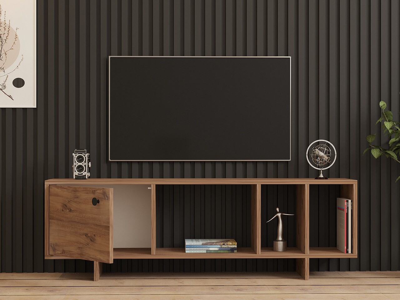 Comoda TV, Puqa Design, Folsom, 140x45x29 cm, PAL, Maro - 2 | YEO