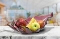Bol decorativ, Leaf Red, Mauro Ferretti, 46x24x13 cm, sticla reciclata