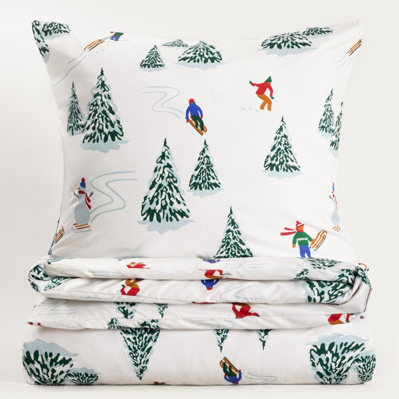 Lenjerie de pat King Size, Skiers, Homla, 3 piese, 200x220 cm, microfibra din poliester, multicolor