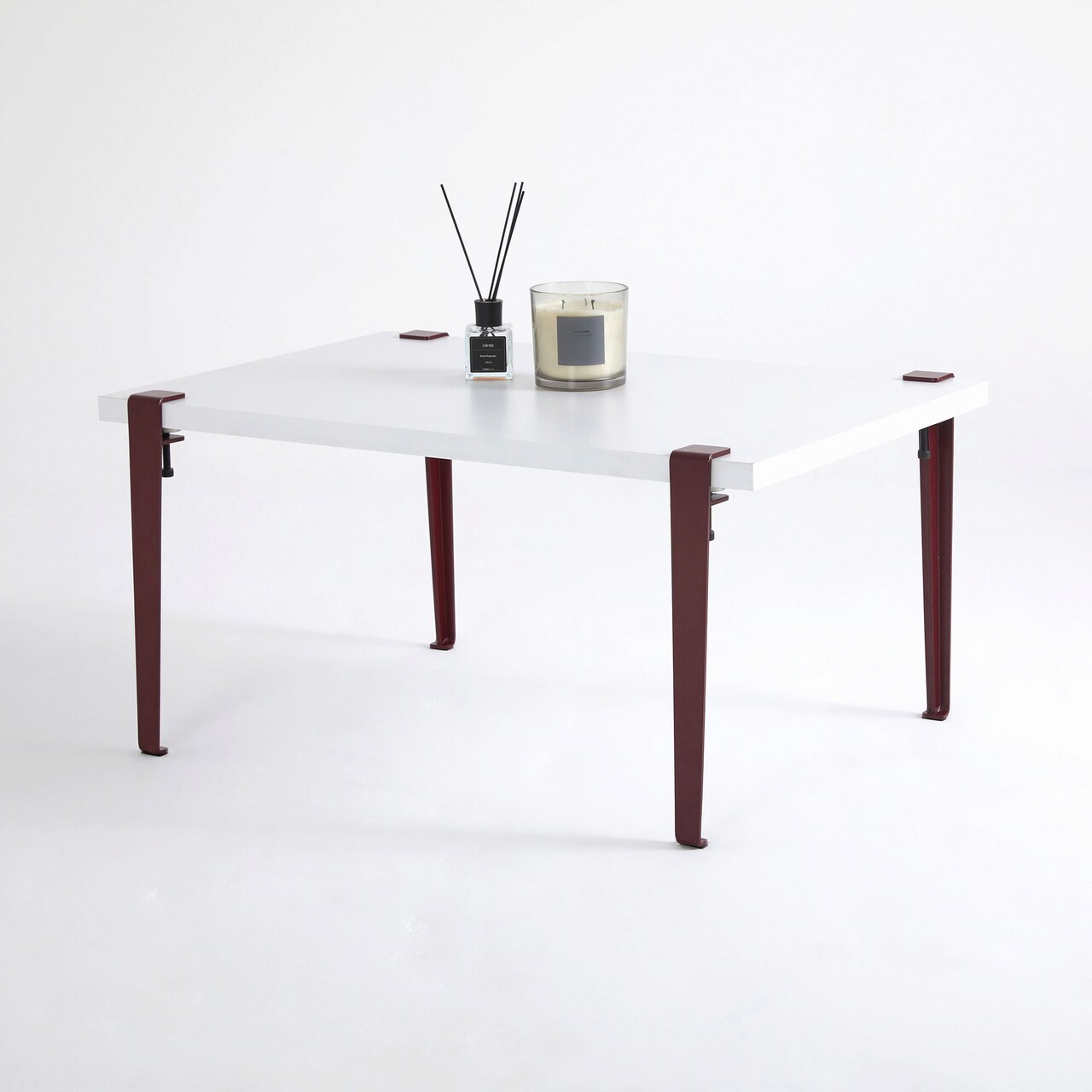 Masuta de cafea, Logg, Neda, 90x45x60 cm, Alb / Burgundia - 1 | YEO