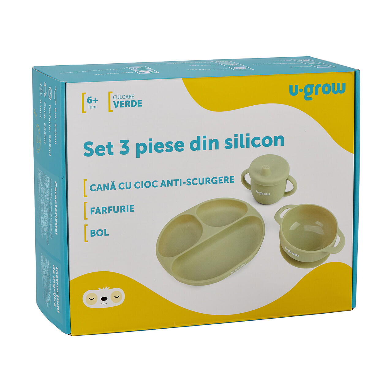 Set diversificare U-grow, 3 piese, silicon, verde - imagine 6