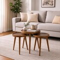 Set masute 3 piese, Hanah Home, Polen 3, LEMN MASIV DE FAG, Maro