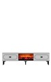 Comoda TV, Hanah Home, Weny Bohem Fireplace, 150x44.6x29.6 cm, PAL , Alb