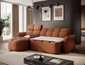 Coltar extensibil stanga 3 locuri ELTAP, Beneth, 301x185x115 cm, lemn/poliester, caramiziu