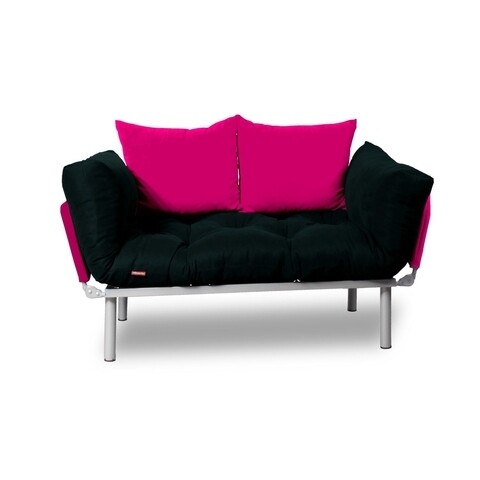 Canapea extensibila Gauge Concept, Black Pink, 2 locuri, 190×70 cm, fier/poliester 190x70