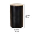 Cutie depozitare alimente, Wenko, Mio, 11 x 11 x 19 cm, 1.4 L, lemn/sticla/silicon, negru/maro