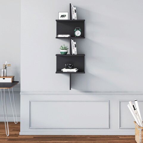 Raft de perete, minima, otto, 45x132x22 cm, negru