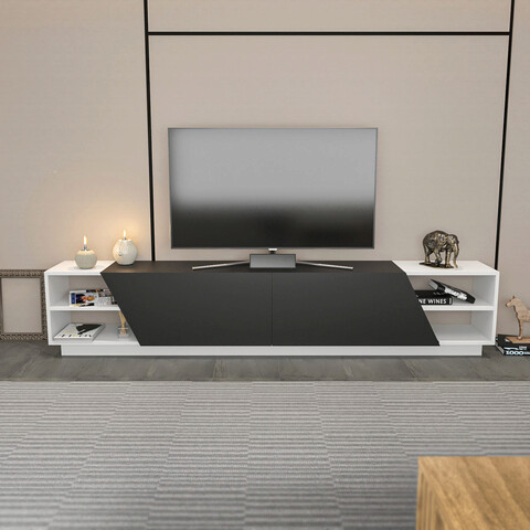 Comoda tv, retricy, rhodes, 240x37.1x47.4 cm, pal, alb / antracit