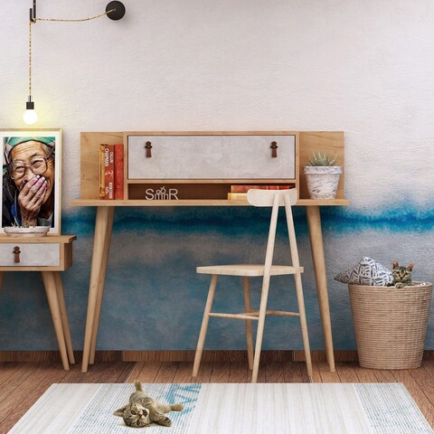 Birou, mod design, soojin, 120x107x60 cm, stejar / alb