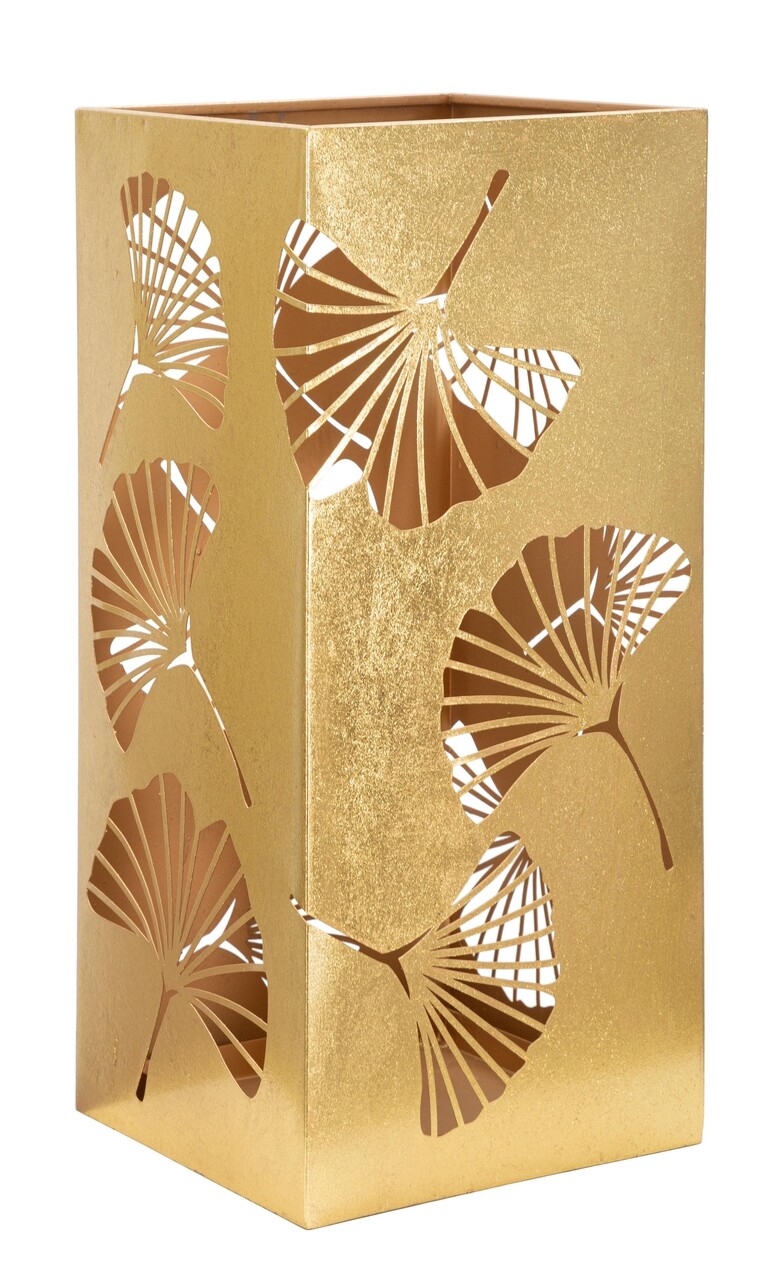 Suport pentru umbrele Carved Leaf, Mauro Ferretti, 24x24x55 cm, fier, auriu - 1 | YEO
