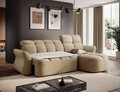 Coltar extensibil dreapta 3 locuri ELTAP, Beneth, 301x185x115 cm, lemn/poliester, bej inchis