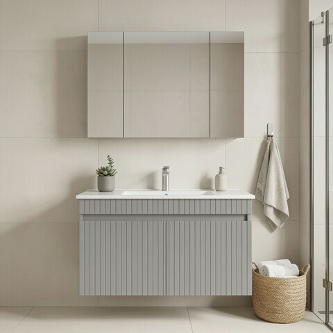Set Dulap de Baie cu Chiuvetă și Oglindă (2 Piese), Hanah Home, Tivoli 100, Cașmir mat