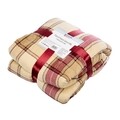 Patura fleece cu blanita Carouri, Heinner Home, 150x220 cm, 100% poliester, bej