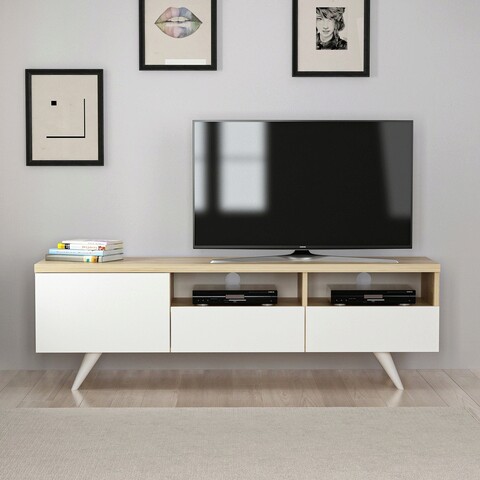 Comoda TV, Inarch, Brüksel, 150x46x35 cm, Stejar / Alb Inarch
