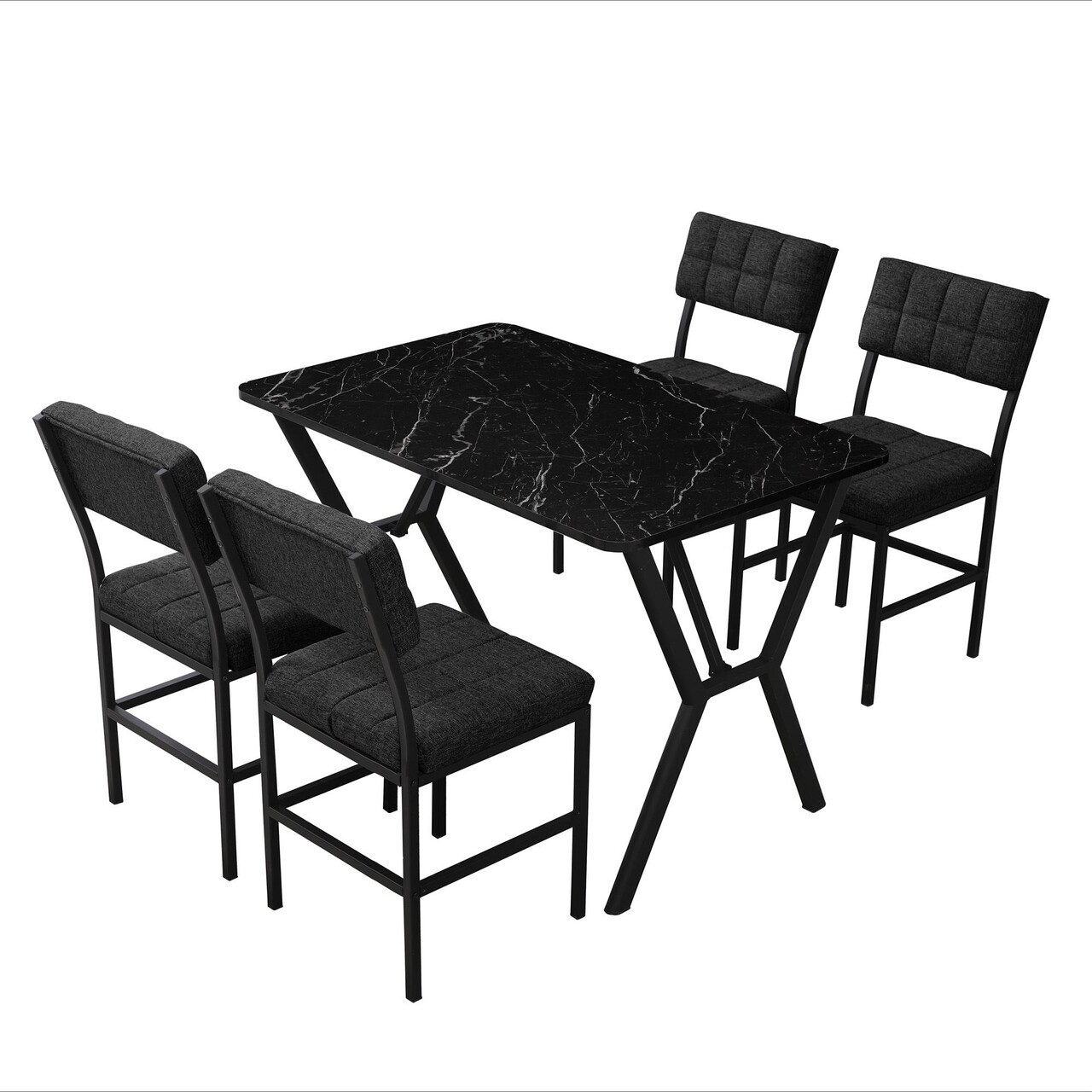 Set masa extensibila si scaune, Hanah Home, Dubai, Antracit / Negru - view 3