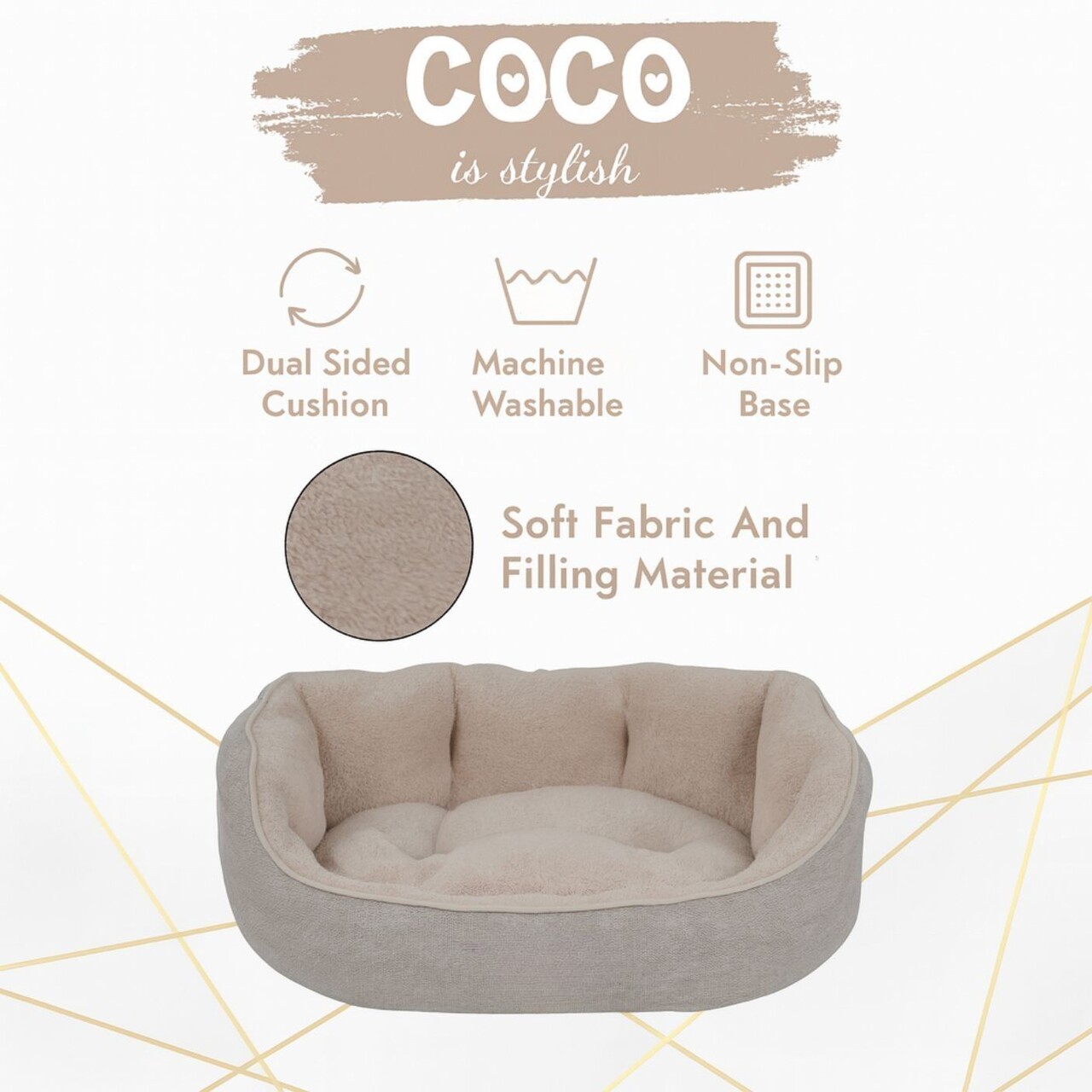 Pat pentru animale de companie, Paws &amp; Whiskers, Coco M, Material exterior: 100% poliester, Bej - view 3