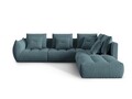 Coltar modular dreapta 4 locuri, Bloom-184, Micadoni Home, 316x310x95 cm, catifea, albastru pastel