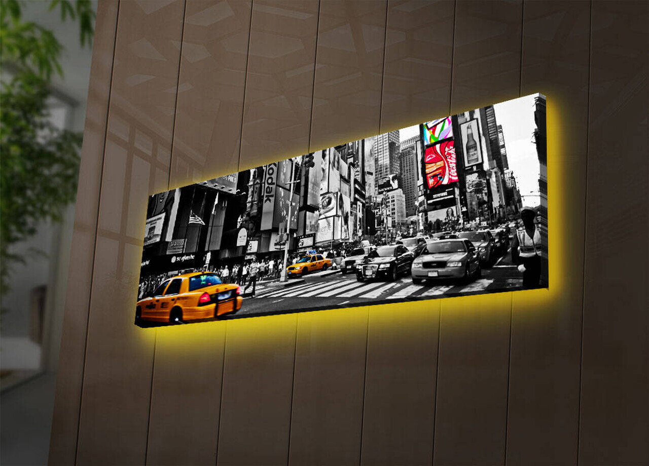 Tablou decorativ cu lumina LED, 3090DACT-32, PÂNZĂ DIN PIELE ÎNTOARSĂ, 30 x 90 cm, Multicolor — imaginea 3