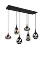Lustra Lumina, TRIO, 85x20x150 cm, 40W, 6x E14, metal, negru mat/argintiu