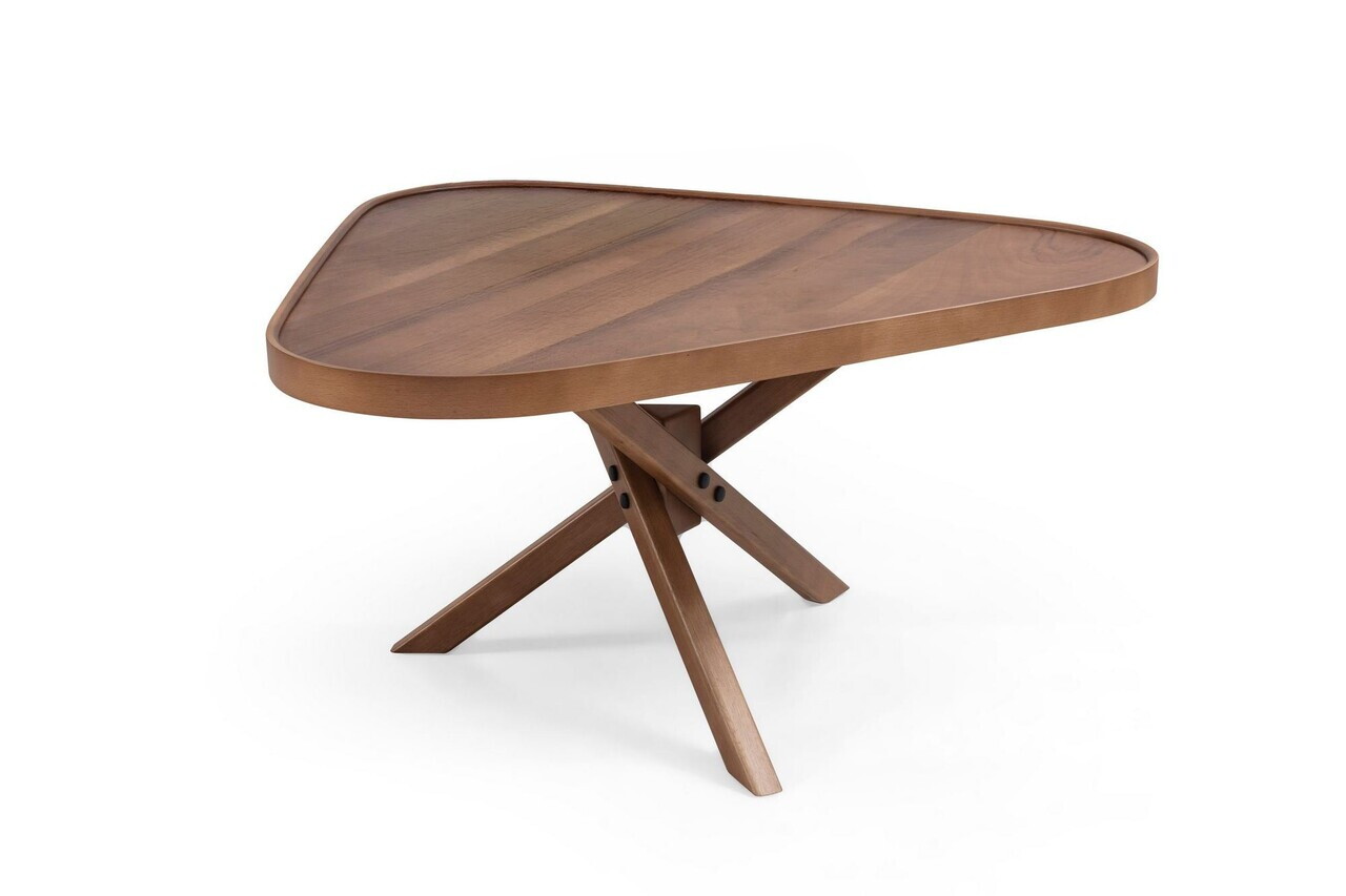 Masuta de cafea, Hanah Home, Oscar Ucgen 95, 95x48x95 cm, LEMN MASIV DE FAG, Maro — imaginea 3