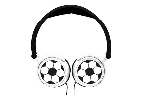 Casti pliabile cu fir pentru copii Fotbal, LEXIBOOK, 21x17x4 cm, plastic/textil, alb/negru