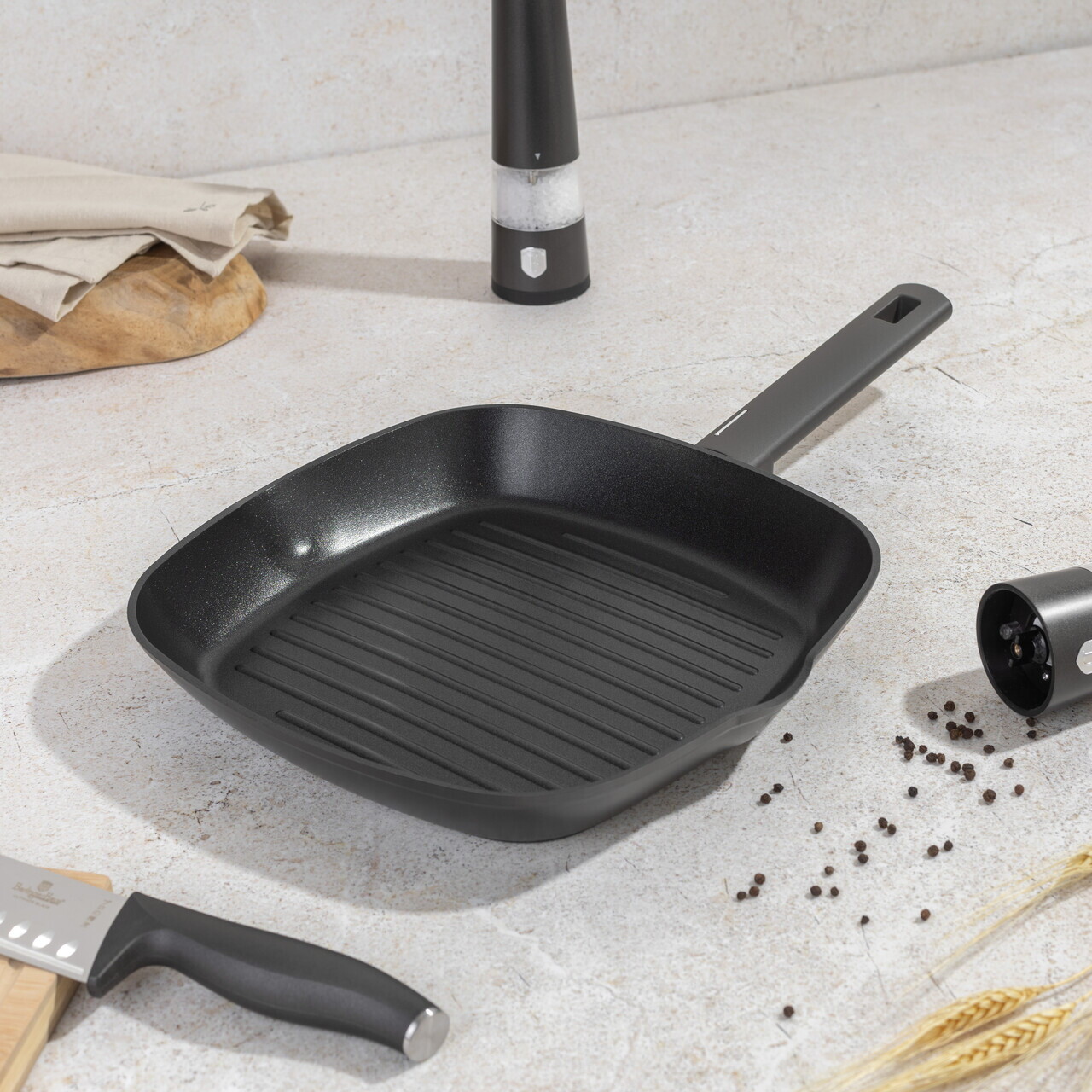 Tigaie grill Berlinger Haus, Anthracite, 28 cm, 2.1 L, aluminiu forjat, antracit mat - imagine 11