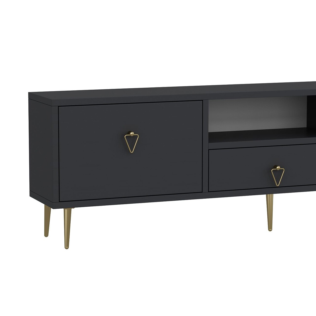 Comoda TV, Hanah Home, 1306-DROP-1, 140x45x30 cm, PAL , Antracit / Aur - view 5
