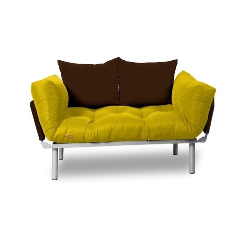 Canapea extensibila Gauge Concept, Yellow Brown, 2 locuri, 190×70 cm, fier/poliester Gauge Concept