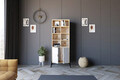 Corp biblioteca, Puqa Design, Lido, 58.6x160x30 cm, PAL, Stejar Safir / Alb