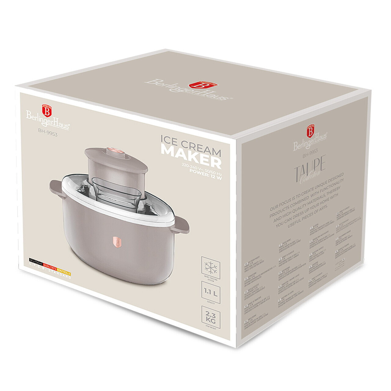 Aparat de facut inghetata Berlinger Haus, Taupe, 12W, 22.7x18.6x21.2 cm, aluminiu/plastic, taupe - view 9
