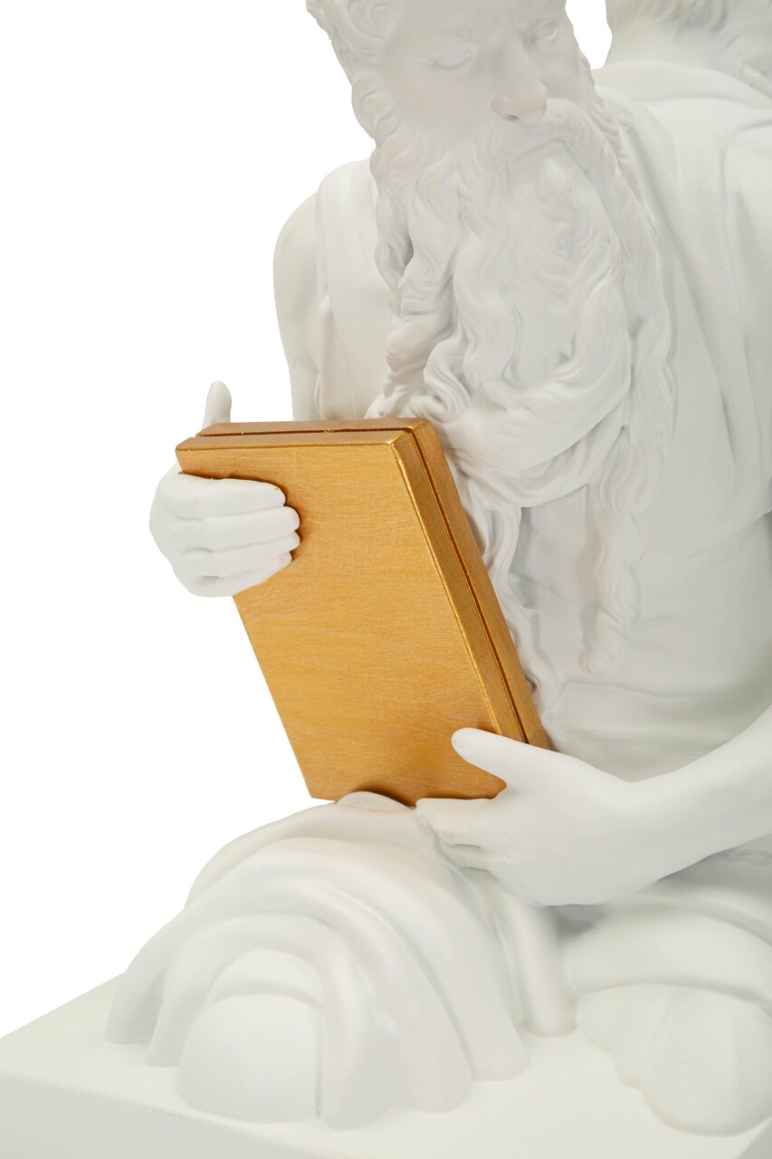 Set 2 suporturi de carti, Mauro Ferretti, Poseidon, 25.5x15x22.3 cm, polirasina, alb/auriu - imagine 4