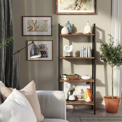Corp biblioteca, vasagle, 56 x 34.5 x 137.5 cm, pal/otel, maro rustic