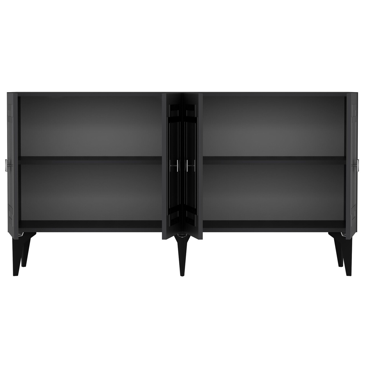 Consola, Hanah Home, Lotus, 150x79x40 cm, PAL , Antracit / Argintiu - view 5