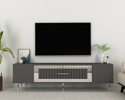 Comoda TV, Olivia, Dekolp3, Antracit / Argintiu