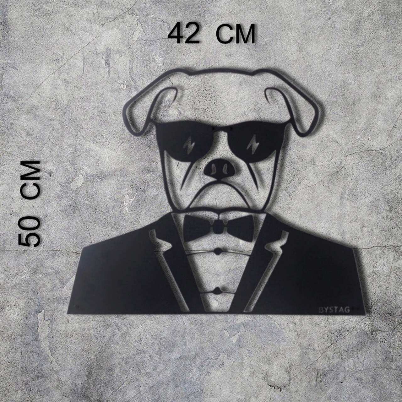 Decoratiune de perete, Bodyguard, Metal, Dimensiune: 42 x 50 cm, Negru - 2 | YEO