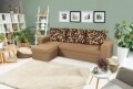 Coltar extensibil reversibil Oslo Cappuccino Black Flower Bedora, cu lada de depozitare, 247x148x78 cm