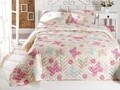 Set cuvertura de pat matlasata, Eponj Home, Papillon Light Cream, 2 piese, 65% bumbac, 35% poliester, multicolor