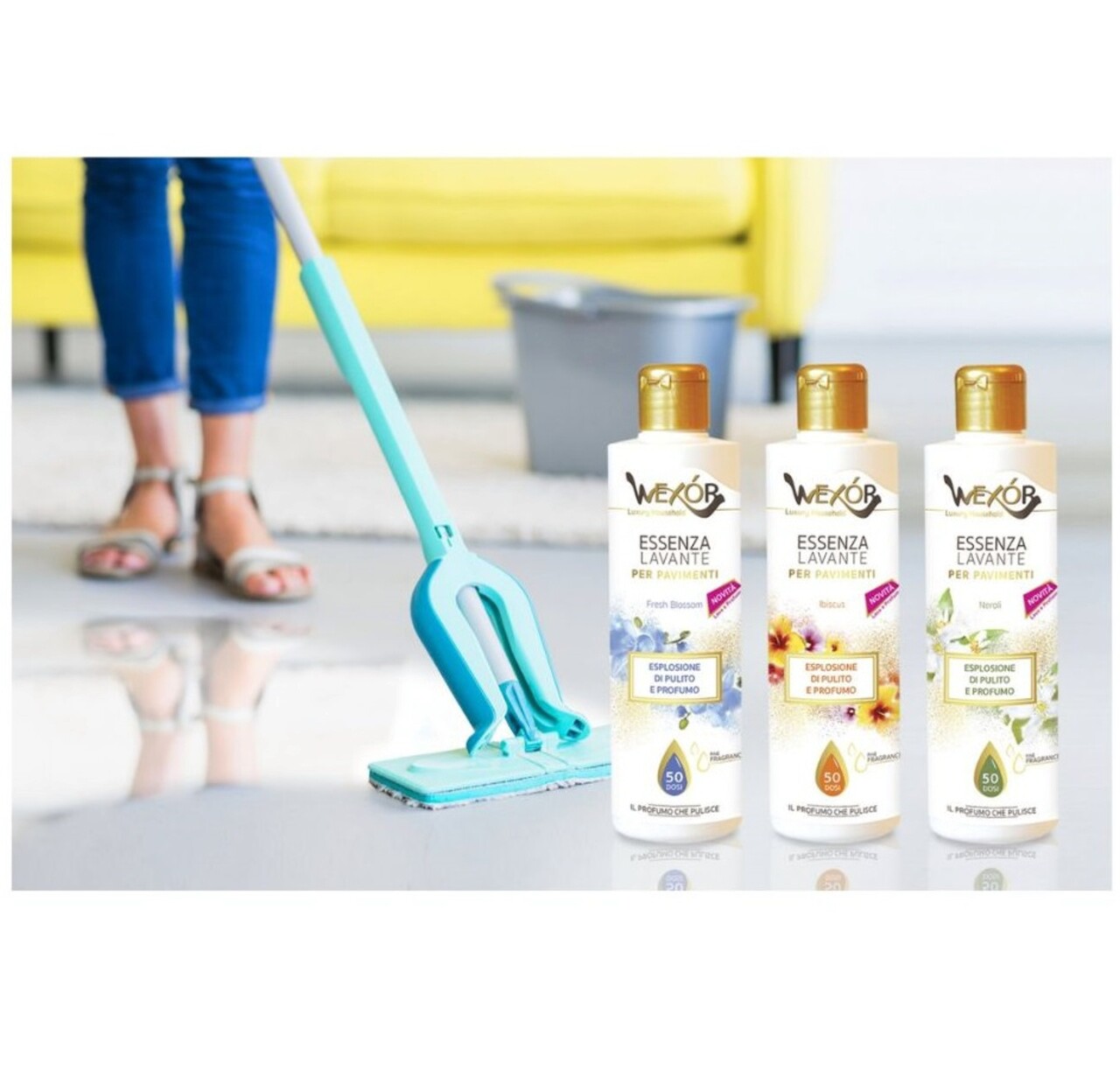Solutie concentrata pentru pardoseli, puternic parfumata Fresh Blossom, 235 ml, Wexor - imagine 2