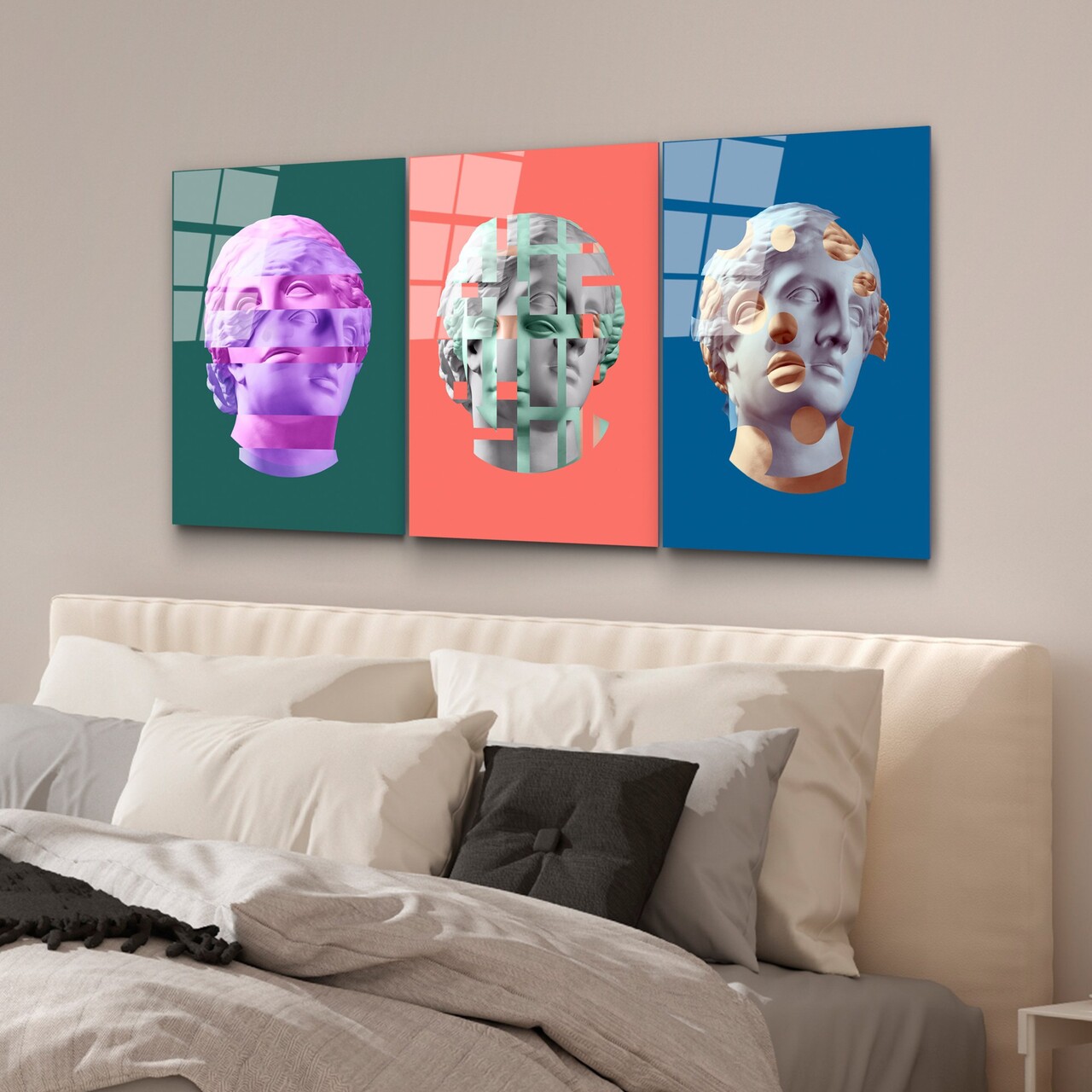 Set 3 tablouri decorative, UV-878, Dimensiune: 45 x 65 cm (3 bucăți), Multicolor - view 3