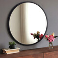 Oglinda decorativa, Neostill, Siyah Metal Çerçeve Yuvarlak Ayna A709, 60x60x2 cm, Metal, Negru